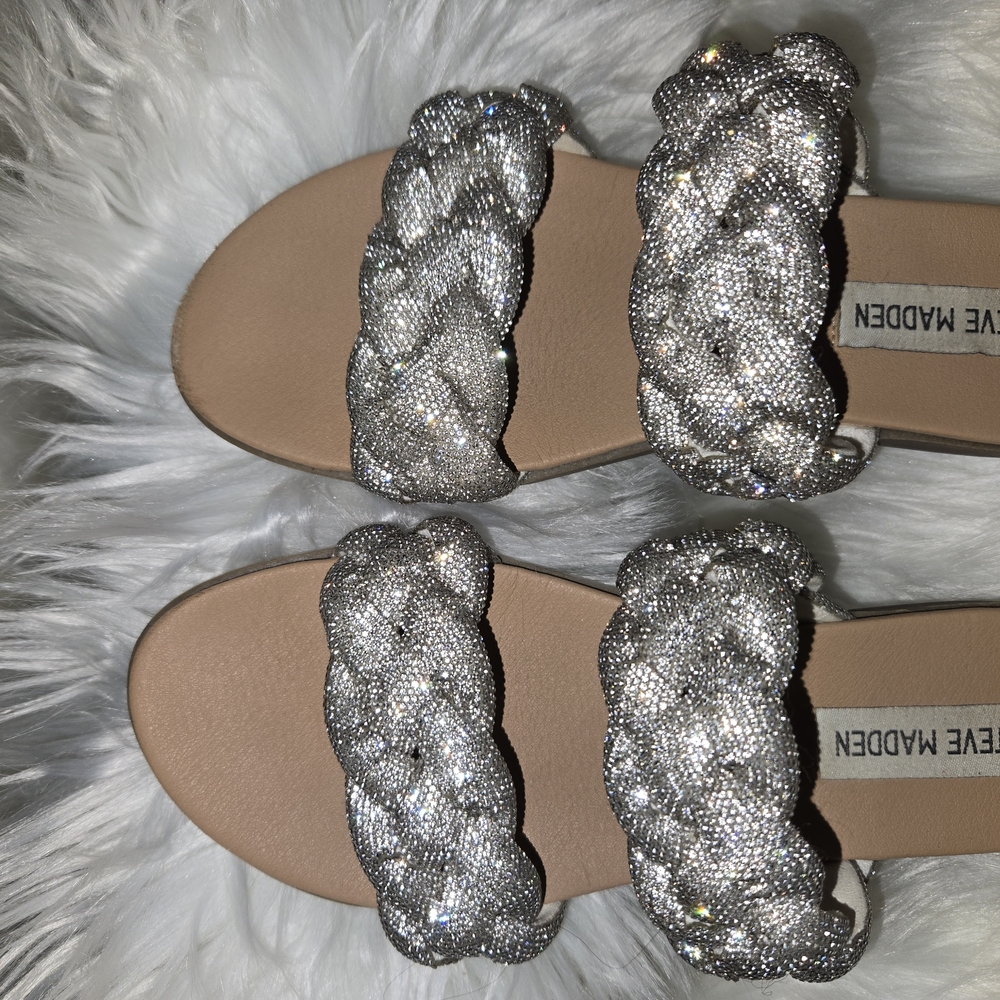 Steve Madden Silver Tan Braided Sandals